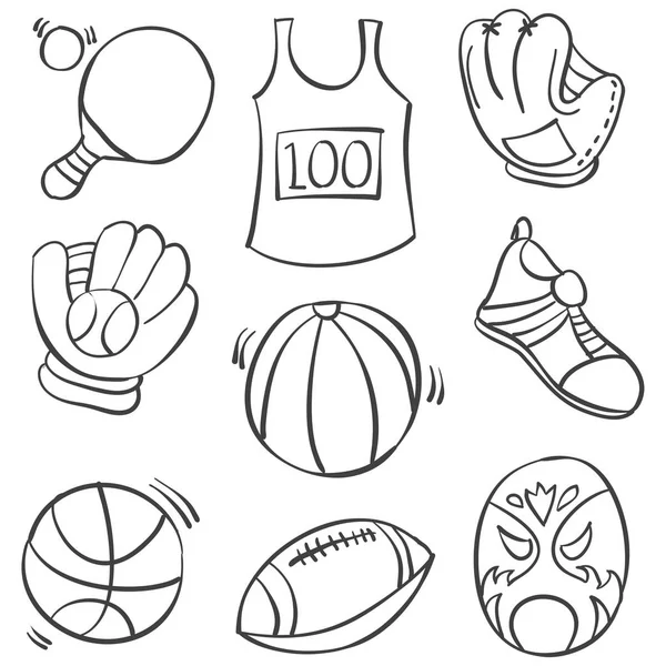 Doodle of sport equipment ball — Stock Vector