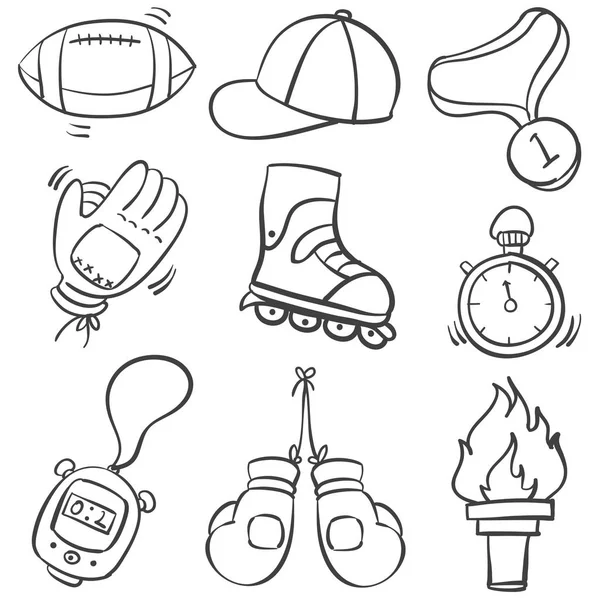 Doodle de objeto deportivo varios — Vector de stock