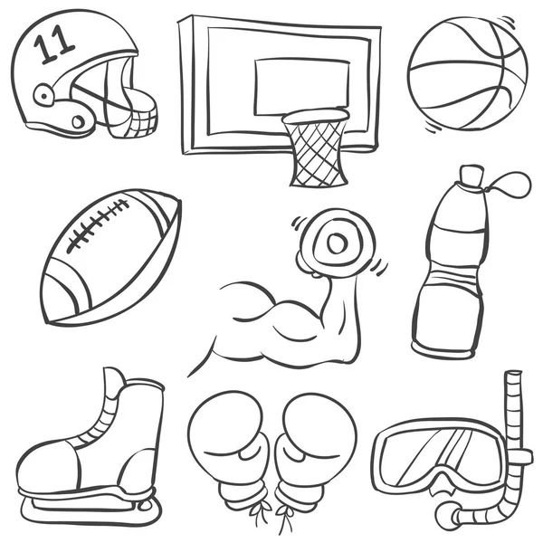 Doodle de equipo deportivo de varios estilos — Vector de stock