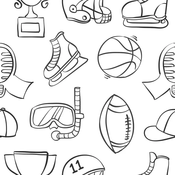 Sammlung von Sportgeräten Stil Doodles — Stockvektor