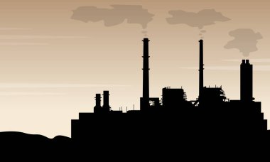 Sanayi kirliliği manzara ile silüeti