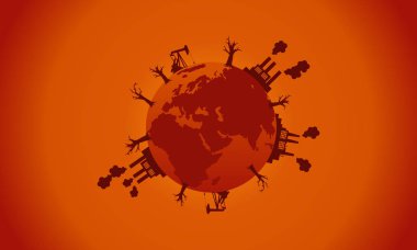 Kötü çevre dünya siluet koleksiyonu