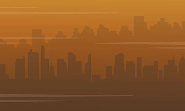 Силуэт города с туманом плохой окружающей среды — стоковый вектор