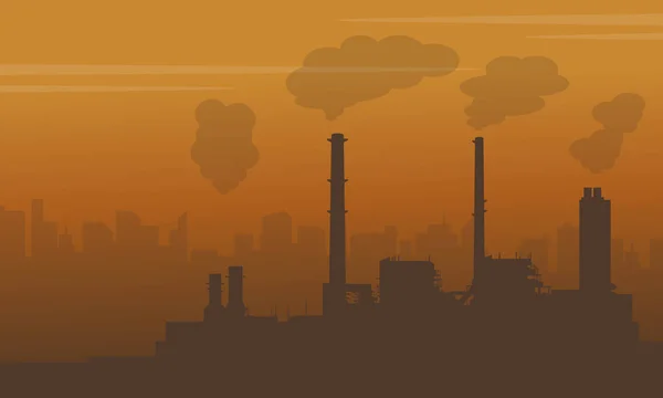 汚染産業と都市の霧 — ストックベクタ