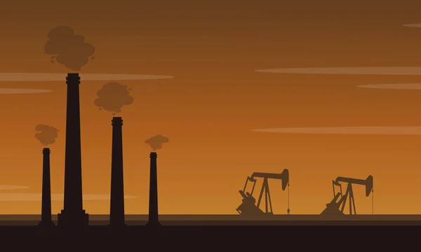 Silhouet van vervuiling industrie landschap — Stockvector