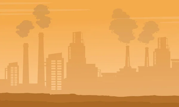 Industriesilhouette mit Nebelhintergrund — Stockvektor