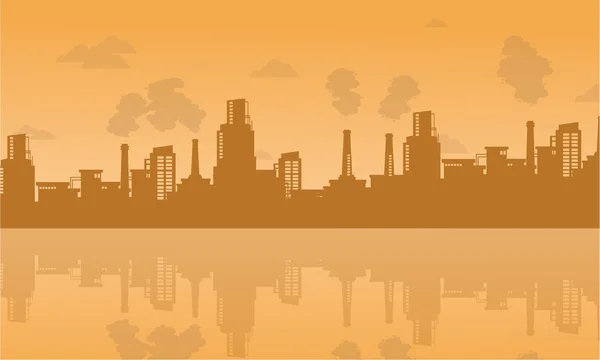 Mal ambiente con la industria en la ciudad — Vector de stock