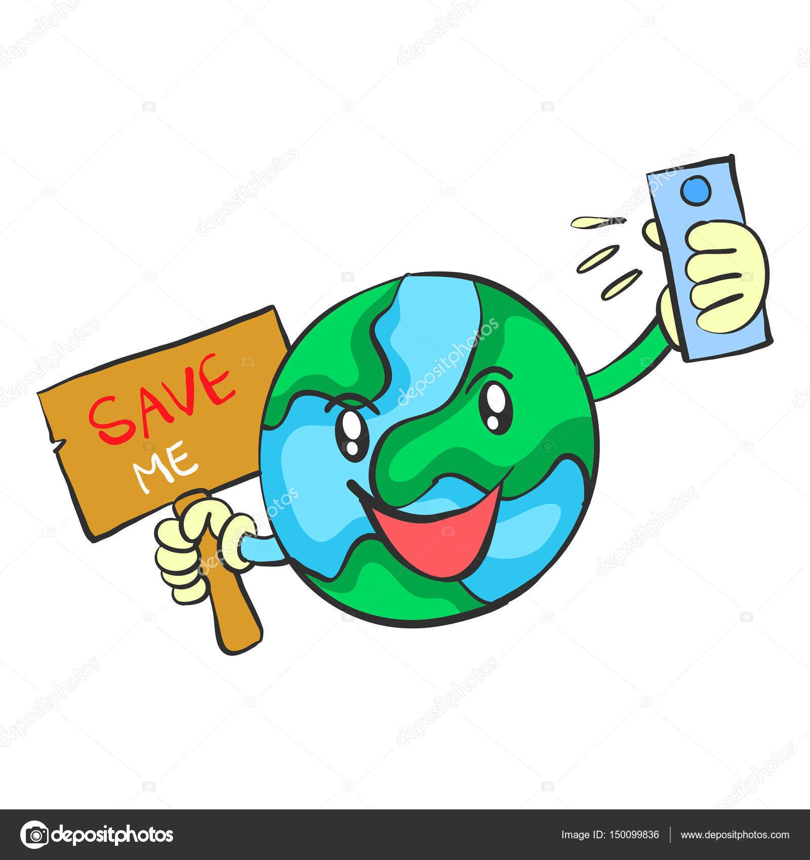 Animated: save earth | Save earth from environment doodle — Stock