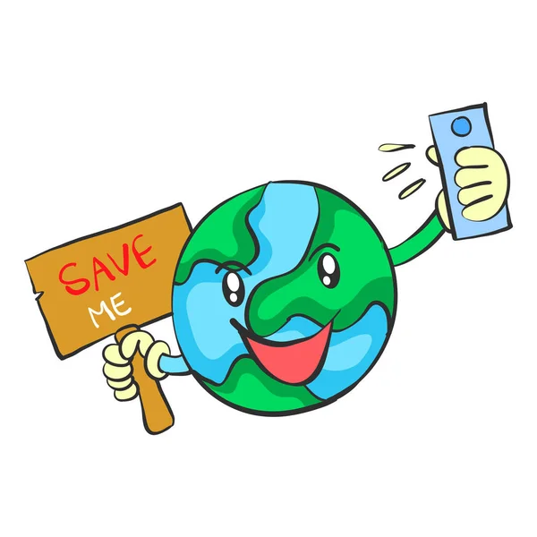 Save earth from environment doodle — Stock Vector