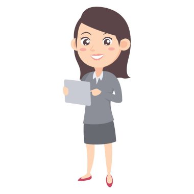 İş kadınları tablet karakteri ile