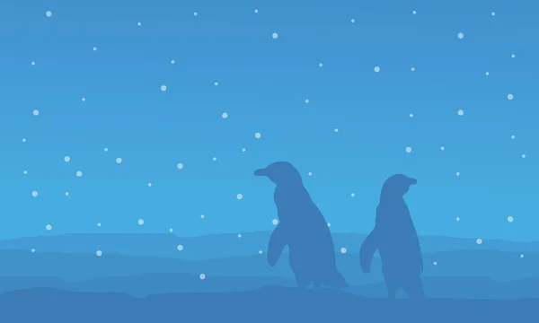 Fundo azul com cenário de pinguim — Vetor de Stock