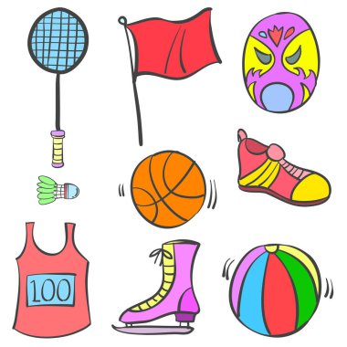 Spor ekipmanları nesne Doodles