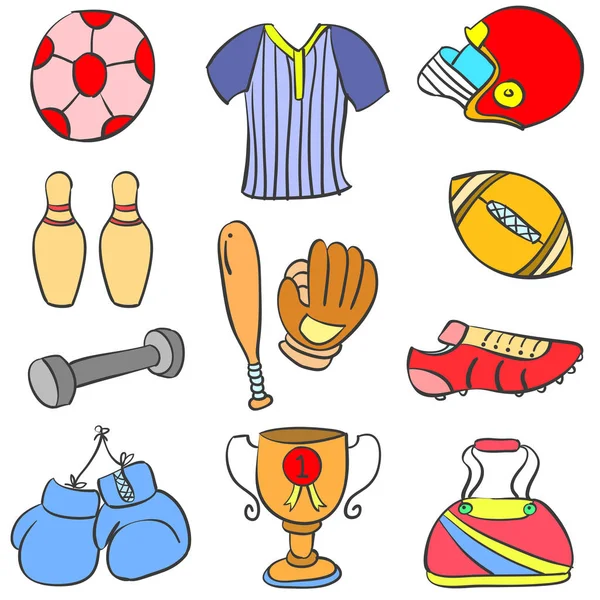 Doodle de colorido equipo deportivo — Vector de stock