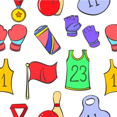 Çeşitli spor ekipmanları nesne doodle