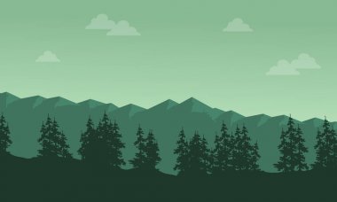 Ladin sahne siluetleri ile dağ