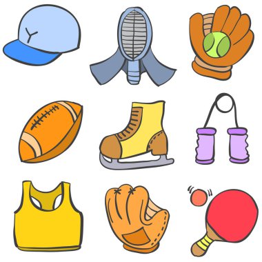 Nesne doodle tarzı çeşitli spor