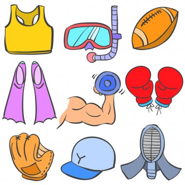 Doodle sporun çeşitli nesne