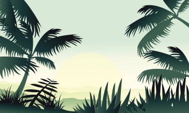 Palm manzara ile orman silüeti