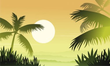 Gündoğumu sahne jungle silüeti