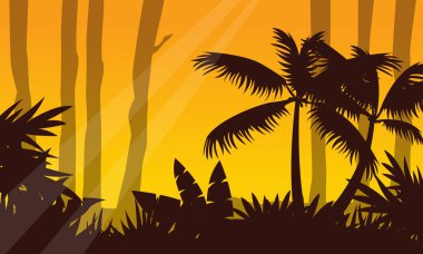 Orman ağacı siluet, yatay