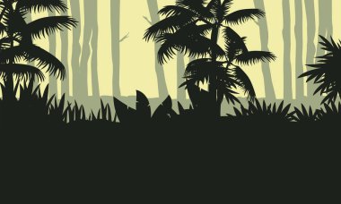 Manzara orman ağacı siluet ile