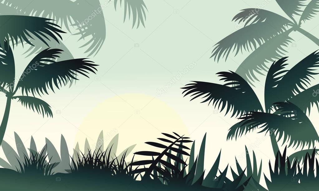 Silhouette of jungle forest beauty scenery