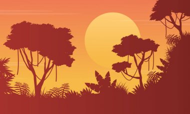 Vektör sanat junge sahne ile ağaç siluet