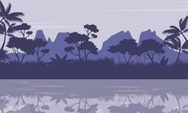 Yansıma manzara ile orman silüeti