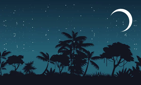 Paysage de la jungle arbre silhouette — Image vectorielle
