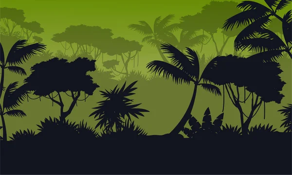 Silhouette foresta con sfondo verde — Vettoriale Stock
