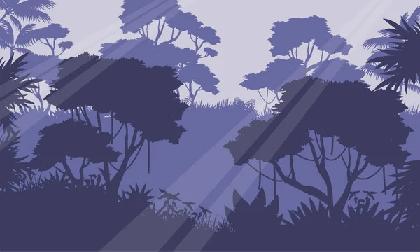 Silueta de paisaje de selva — Vector de stock