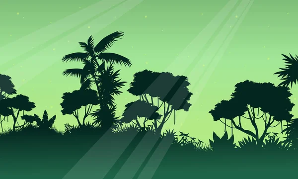 Silhueta da selva no cenário de fundo verde — Vetor de Stock