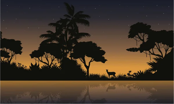 Collection stock de silhouette paysage jungle — Image vectorielle