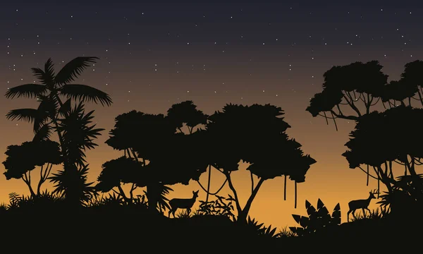 Silhouette des paysages de la forêt tropicale — Image vectorielle