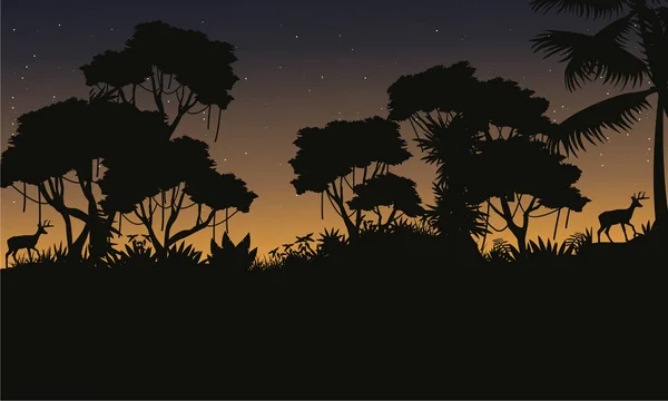Silhouette de jungle paysage beauté — Image vectorielle
