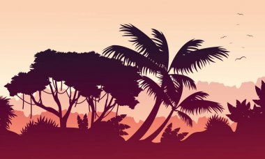 Orman manzara siluetleri topluluğu