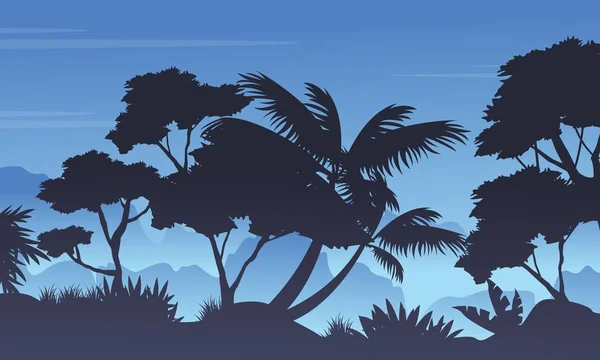 Silhouette de paysage de forêt tropicale — Image vectorielle