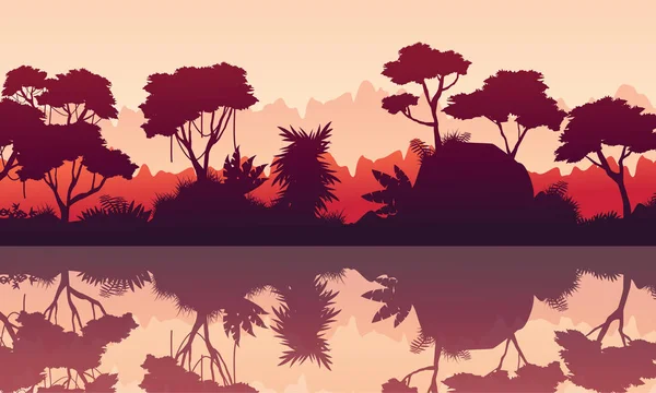 Paisaje de ilustración vectorial de selva tropical — Archivo Imágenes Vectoriales