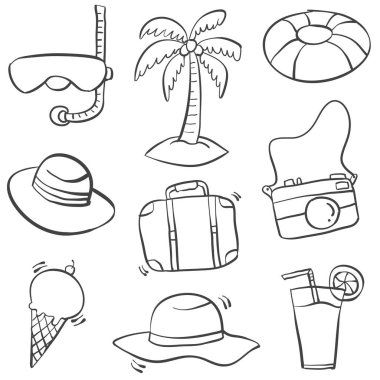 Nesne yaz tatil doodle stili