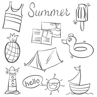 Çeşitli nesne yazında doodle