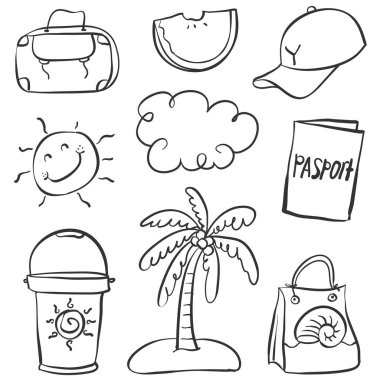 Yaz doodle stil vektör sanat