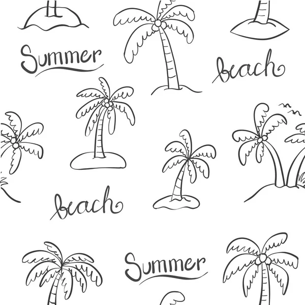 Caniche de la plage de palmiers dessiner à la main — Image vectorielle