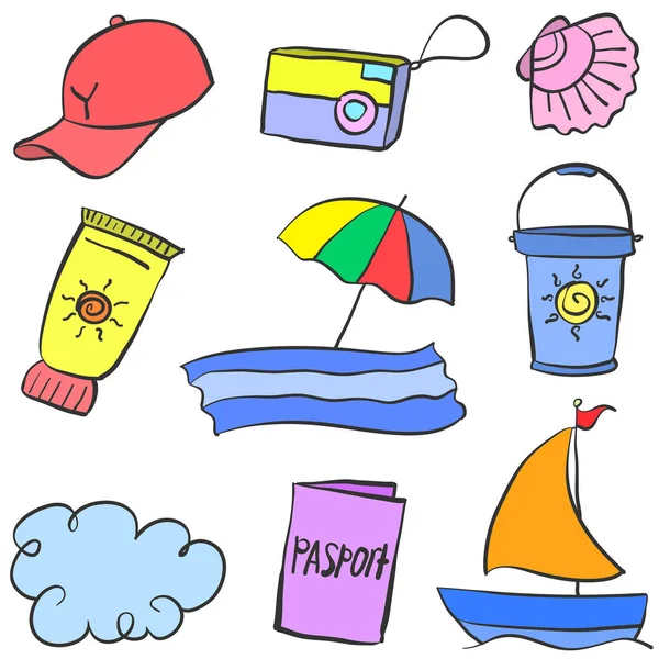 Koleksiyon hisse senedi yaz nesnesi doodles