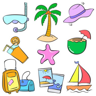 Koleksiyon hisse senedi yaz tatili doodles