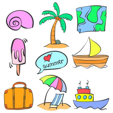 Yaz öğe karikatür tarzı doodle
