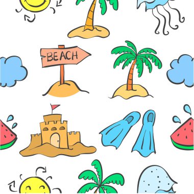 Yaz plaj desen doodles