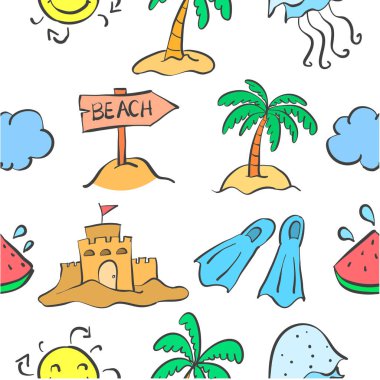 Yaz plaj desen doodles
