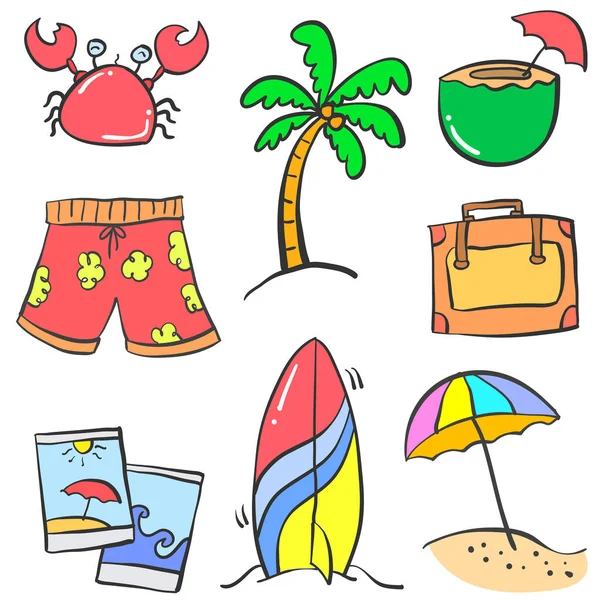 Tatil yaz koleksiyon nesnesi doodles