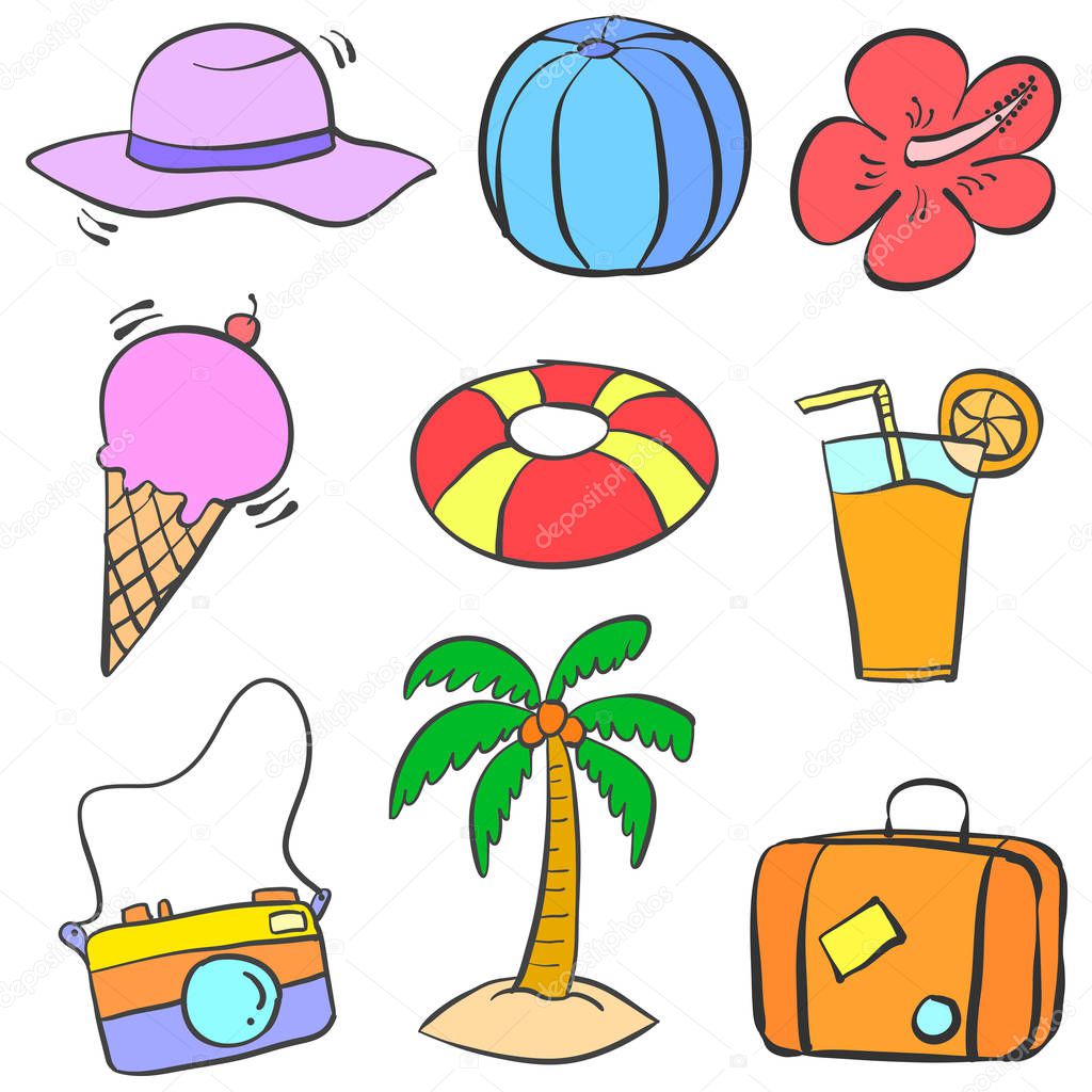 Collection stock of summer object doodles — Stock Vector © kongvector ...