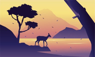 Sabah geyik sahne silhuoette